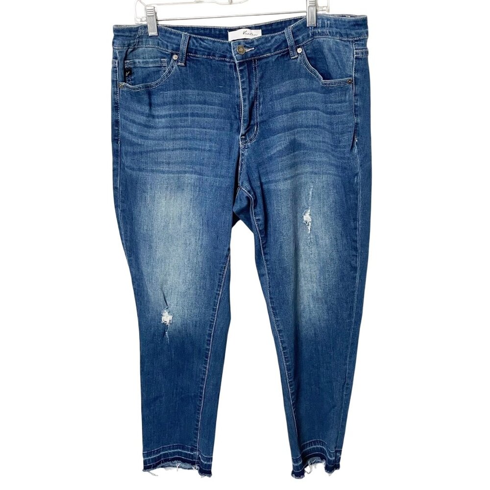 Kancan Blue Denim Jeans Women's Size 2XL Estilo Cotton Blend Stretch Dropped Hem